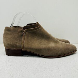 Vince Camuto Jody Bootie Ankle Boots Olive Tan Genuine Leather Sz 9 *Flaw Lining